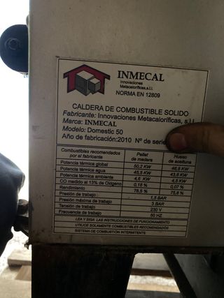 Caldera biomasa inmecal domestic 50