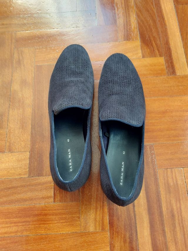 Mocasines Zara de ante azules