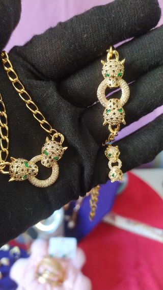 juego cadena colgante pulsera anillo