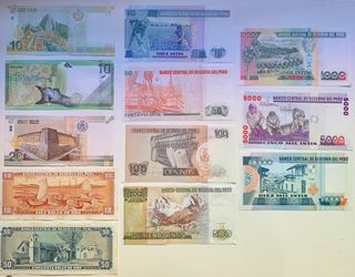 Lote x12 Billetes PERU Diferentes 