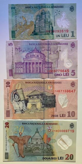 Lote x4 Billetes RUMANIA / ROMANIA Polimeros