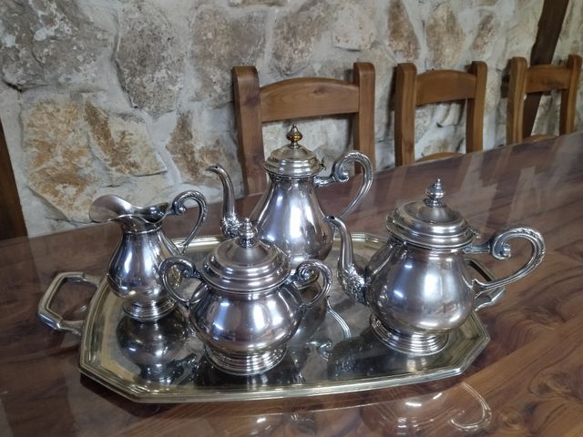 Juego de café de alpaca antiguo