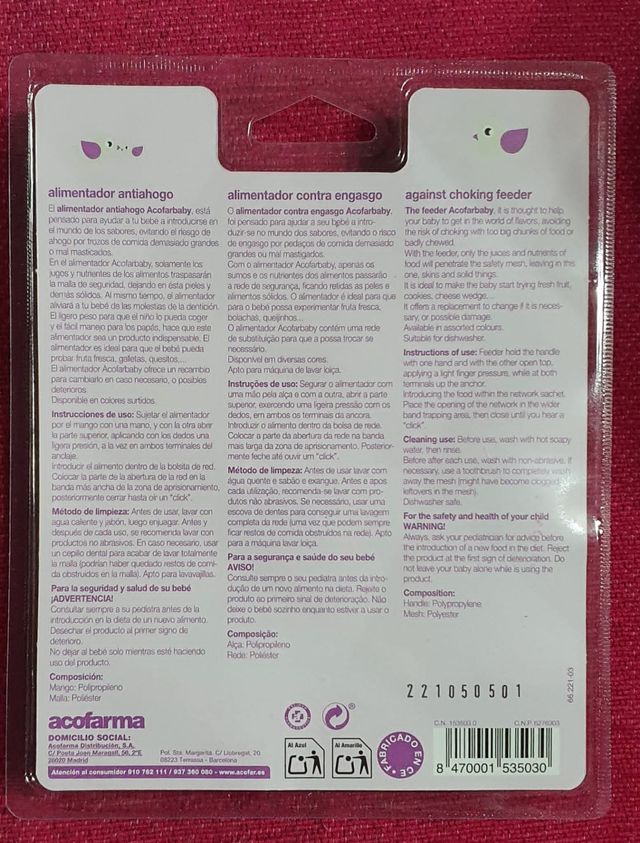 Alimentador antiahogo Acofarbaby NUEVO.