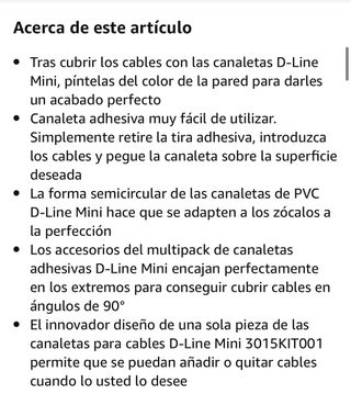 Canaleta adhesiva PVC para cables.