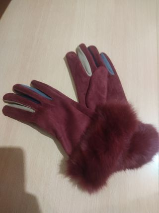 Guantes señora talla M color vino