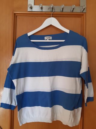 Jersey finito azul y blanco de rayas