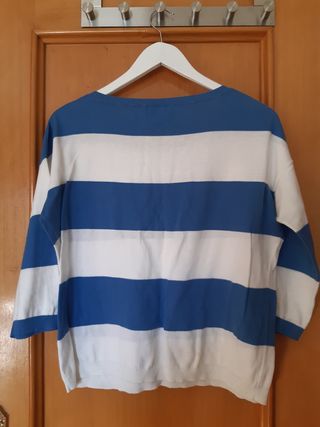 Jersey finito azul y blanco de rayas