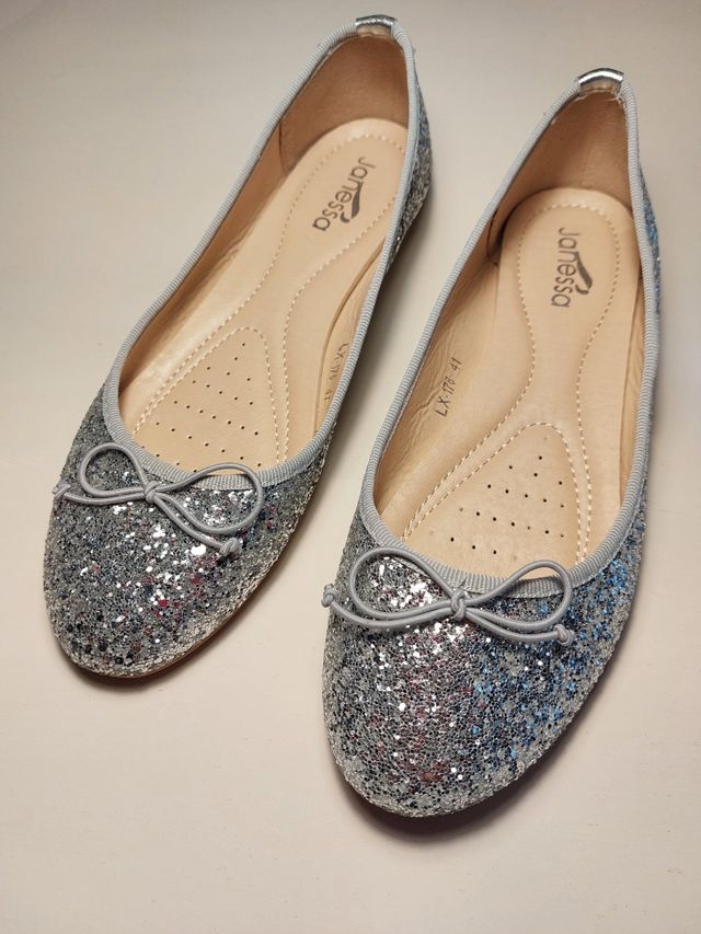 Ballerine glitterate argento