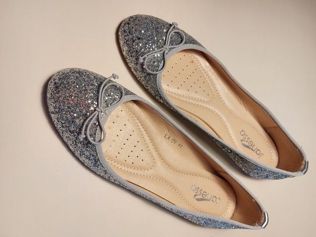Ballerine glitterate argento