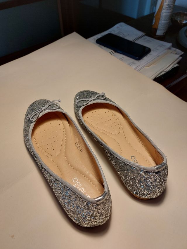 Ballerine glitterate argento