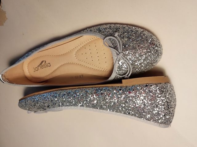 Ballerine glitterate argento