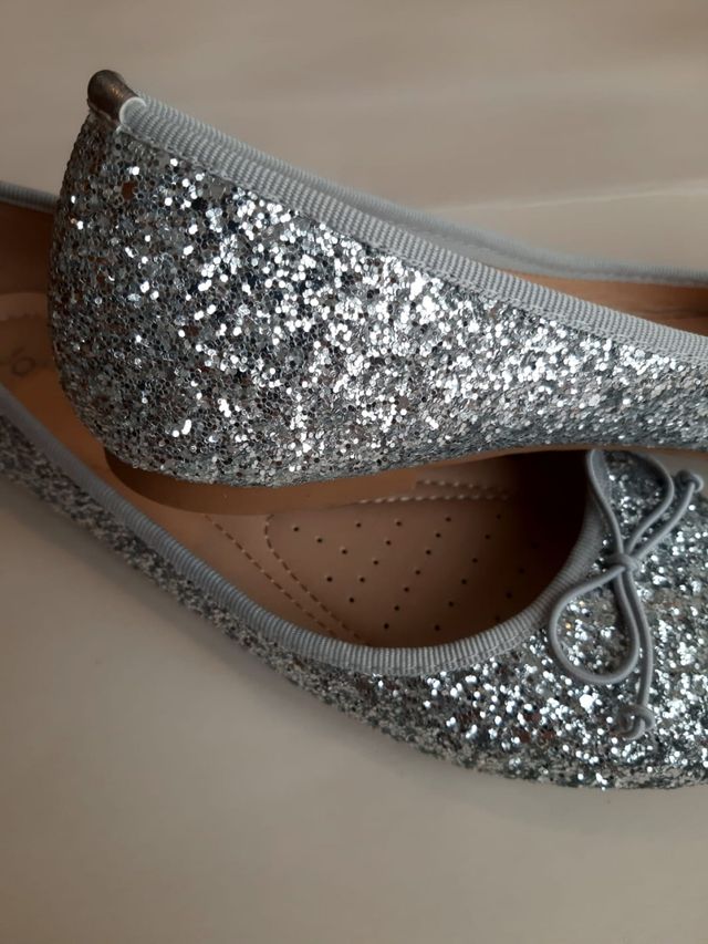 Ballerine glitterate argento