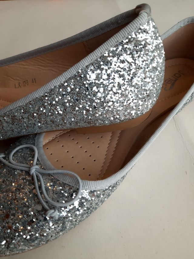 Ballerine glitterate argento