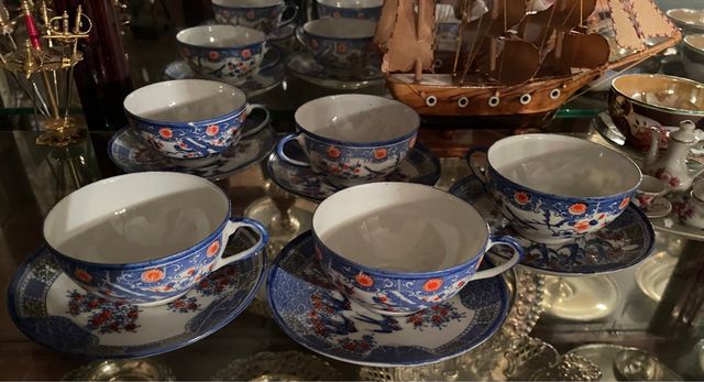 Lote juego 5 tazas cerámica fina china