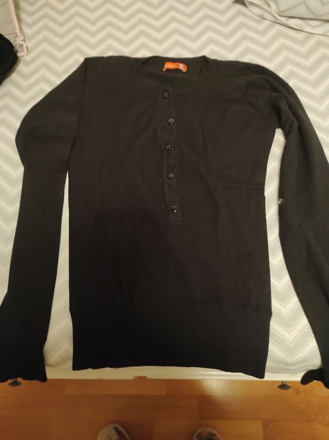 camiseta punto negro talla M