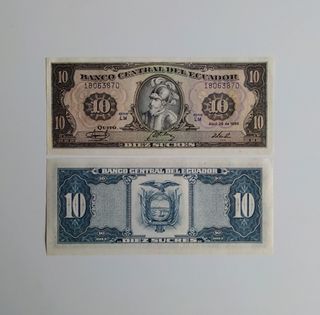 Billete de Ecuador 10 sucres de 1986 sin circular