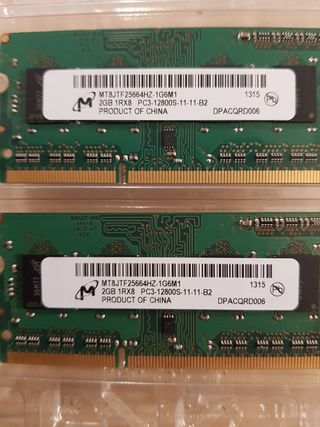 Memoria RAM Micron MT8JTF25664HZ-1G6M1 2*2Gb DDR3