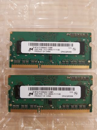 Memoria RAM Micron MT8JTF25664HZ-1G6M1 2*2Gb DDR3