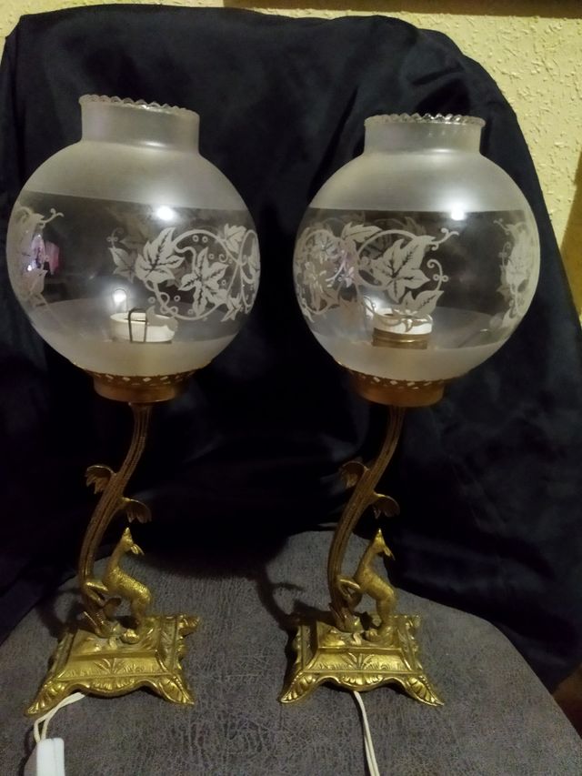 lampade antiche... tulipano in bronzo e vetro