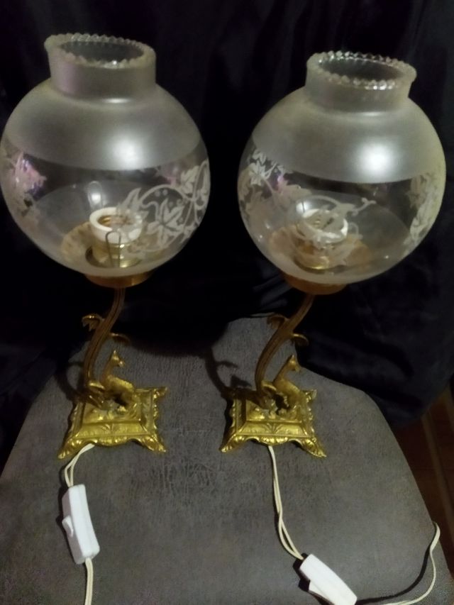 lampade antiche... tulipano in bronzo e vetro