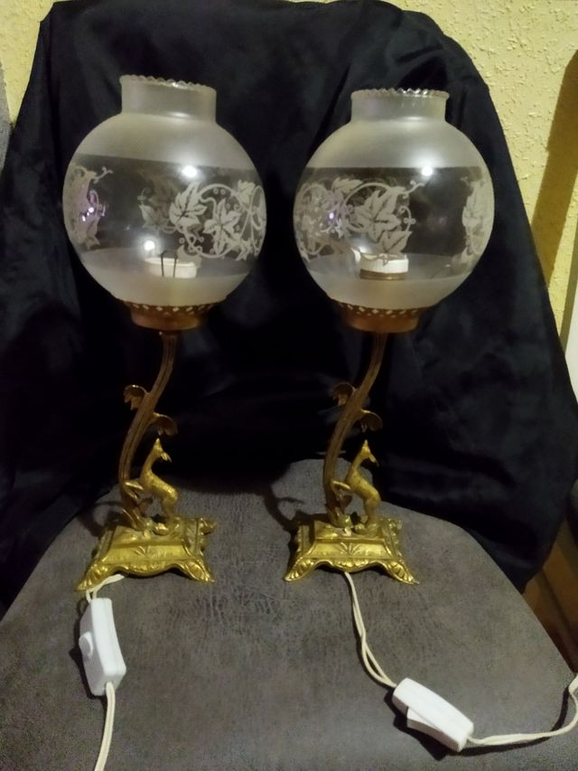 lampade antiche... tulipano in bronzo e vetro