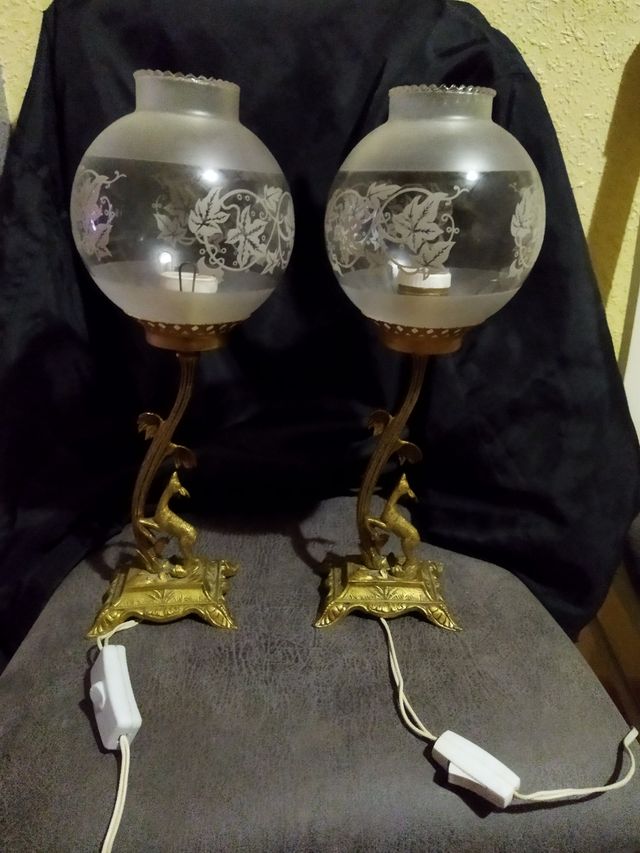 lampade antiche... tulipano in bronzo e vetro