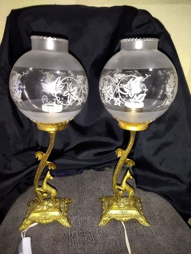 lampade antiche... tulipano in bronzo e vetro