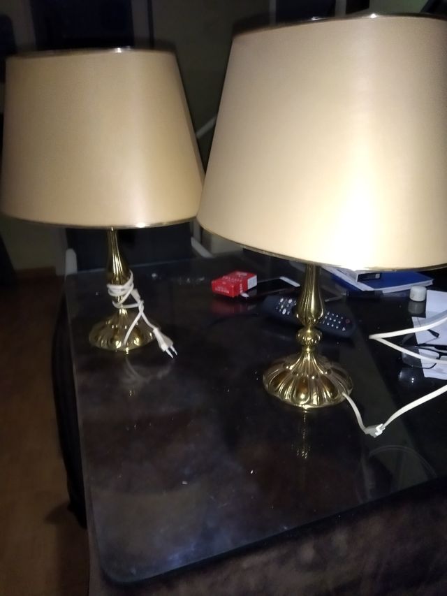 vecchia coppia di lampade in bronzo