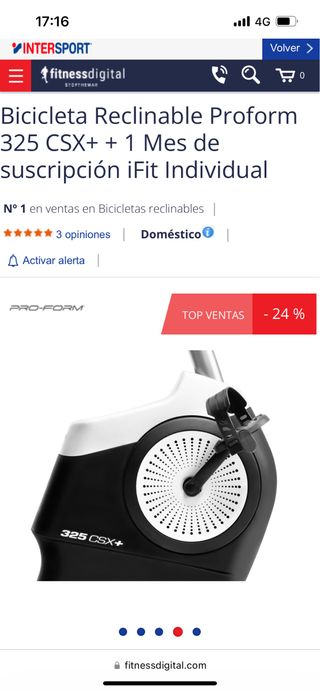 Bicicleta reclinable Proform 325 CSX