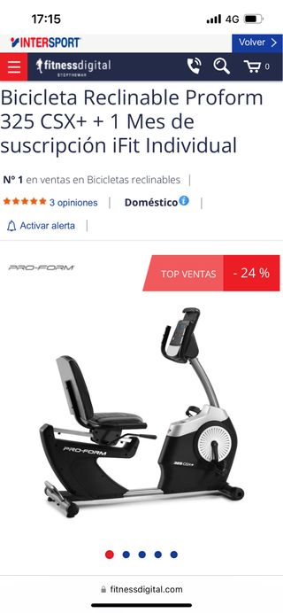 Bicicleta reclinable Proform 325 CSX
