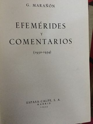 Lote de 7 libros Gregorio Marañón. Ver fotos.