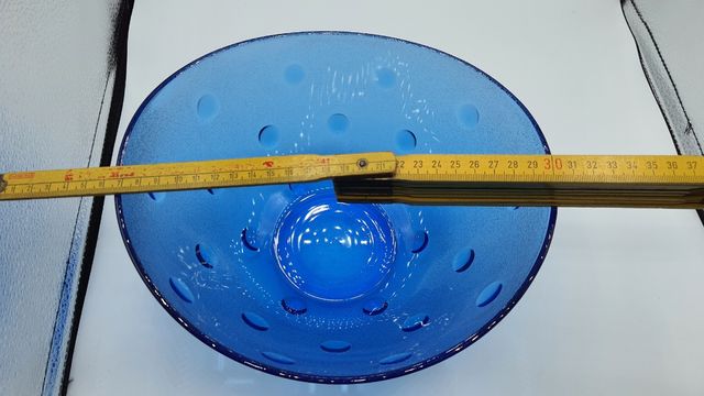 Fruttiera nuova vetro blu Borgonovo. 25 cm. Italy 