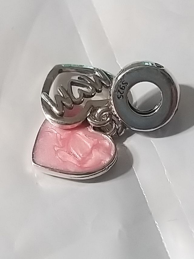 Charm colgante corazón mamá, plata