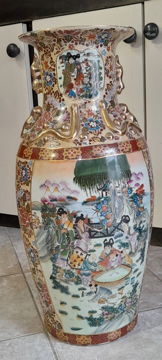 Royal Satsuma Porcellana Cina Grande Vaso Vintage