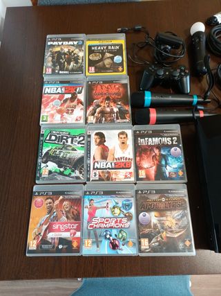 PlayStation 3 con juegos y accesorios. Singstar 
