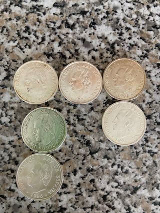 6 monedas de 2000 pesetas plata