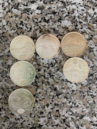 6 monedas de 2000 pesetas plata