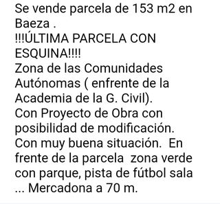 Terreno en venta en Baeza