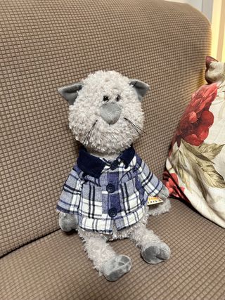 Peluche gato con abrigo