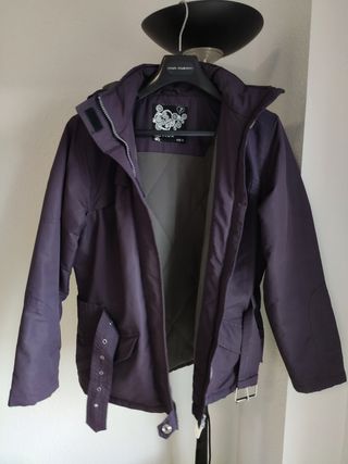 Cazadora parka abrigo chaqueta berenjena talla 40