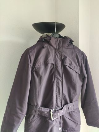 Cazadora parka abrigo chaqueta berenjena talla 40