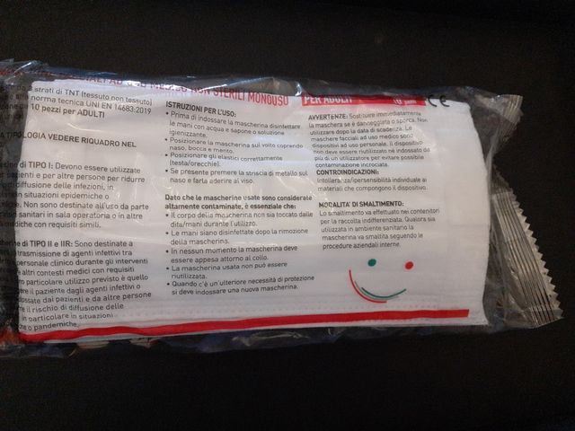 set 80 mascherine monouso in confezioni da 10 pz