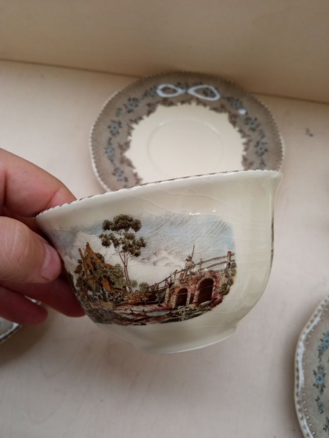 Conjunto de 3 xícaras e pratos La Cartuja el Viejo Molino