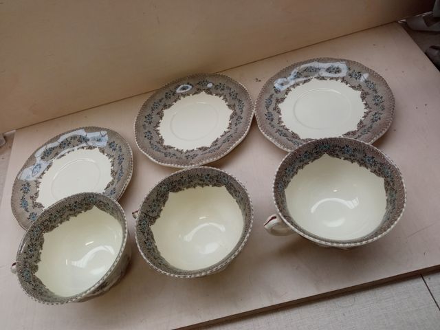 Conjunto de 3 xícaras e pratos La Cartuja el Viejo Molino