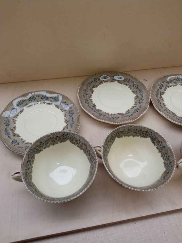 Conjunto de 3 xícaras e pratos La Cartuja el Viejo Molino