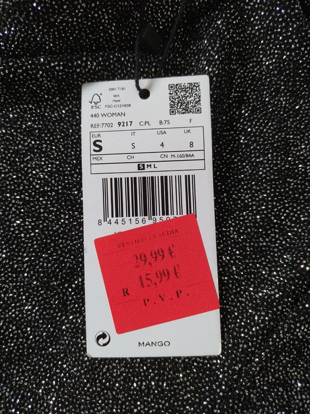 Vestido de purpurina Mango