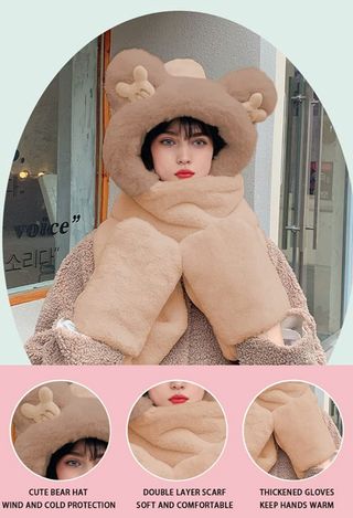 Gorro, bufanda y guantes para mujer o niña