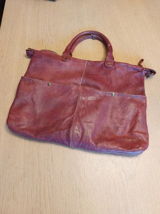 Bolso extra grande CUERO burdeos