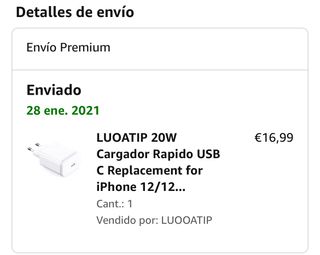 Cargador rápido iPhone 12 y 13