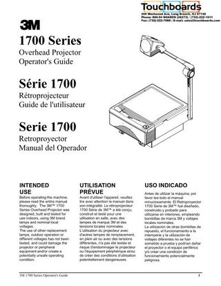 3M OVERHEAD PROJECTOR 1700 SERIES